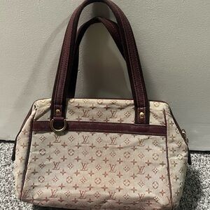 Louis Vuitton Burgundy and Cream Women's Bag
